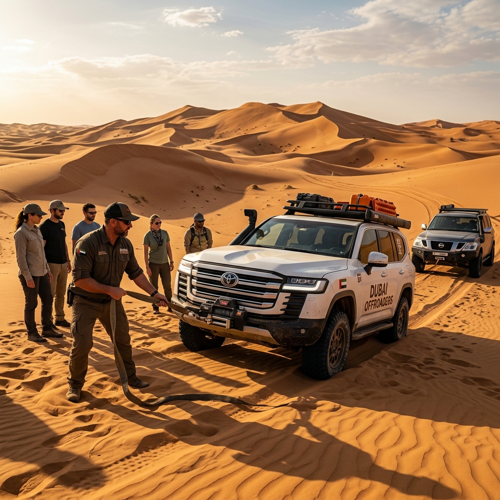 Dubai Offroaders Academy - Instructor showing recovery techniques